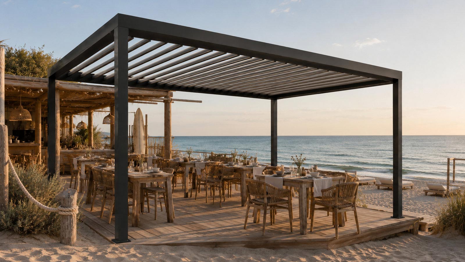 Pérgola en chiringuito de playa