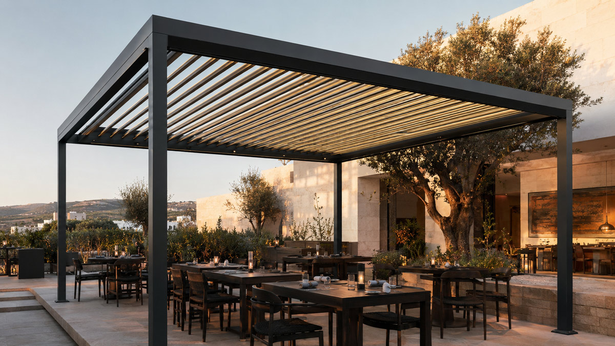 Pérgola en restaurante premium